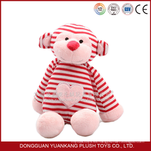 Custom Lovely 35cm Plush Monkey Toys con ropa roja y rosa